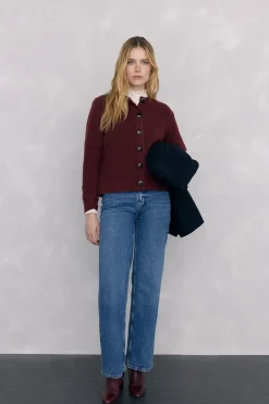 Pedro del Hierro Chaqueta de punto con detalles de ochos Burdeos Outlet