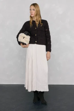 Pedro del Hierro Chaqueta de punto crochet Marr&oacute;n