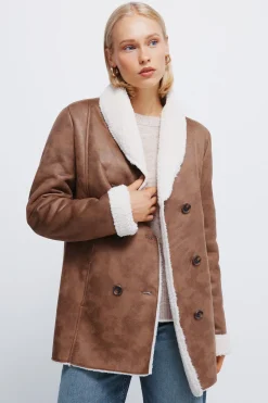 Springfield Chaqueta doble faz botones marrón Hot