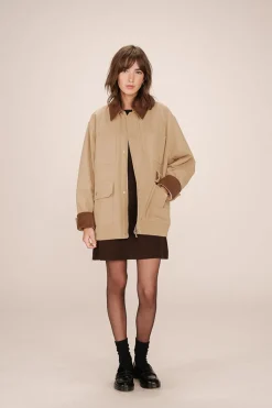 Grace & Mila Chaqueta en sarga de algodón Beige Clearance