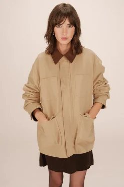 Grace & Mila Chaqueta en sarga de algodón Beige Clearance