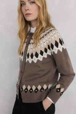 Pedro del Hierro Chaqueta jacquard greca Marr&oacute;n Best