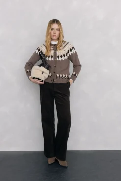 Pedro del Hierro Chaqueta jacquard greca Marr&oacute;n Best