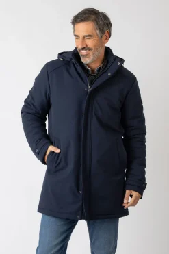 Privata Chaqueta larga con capucha Azul marino Sale