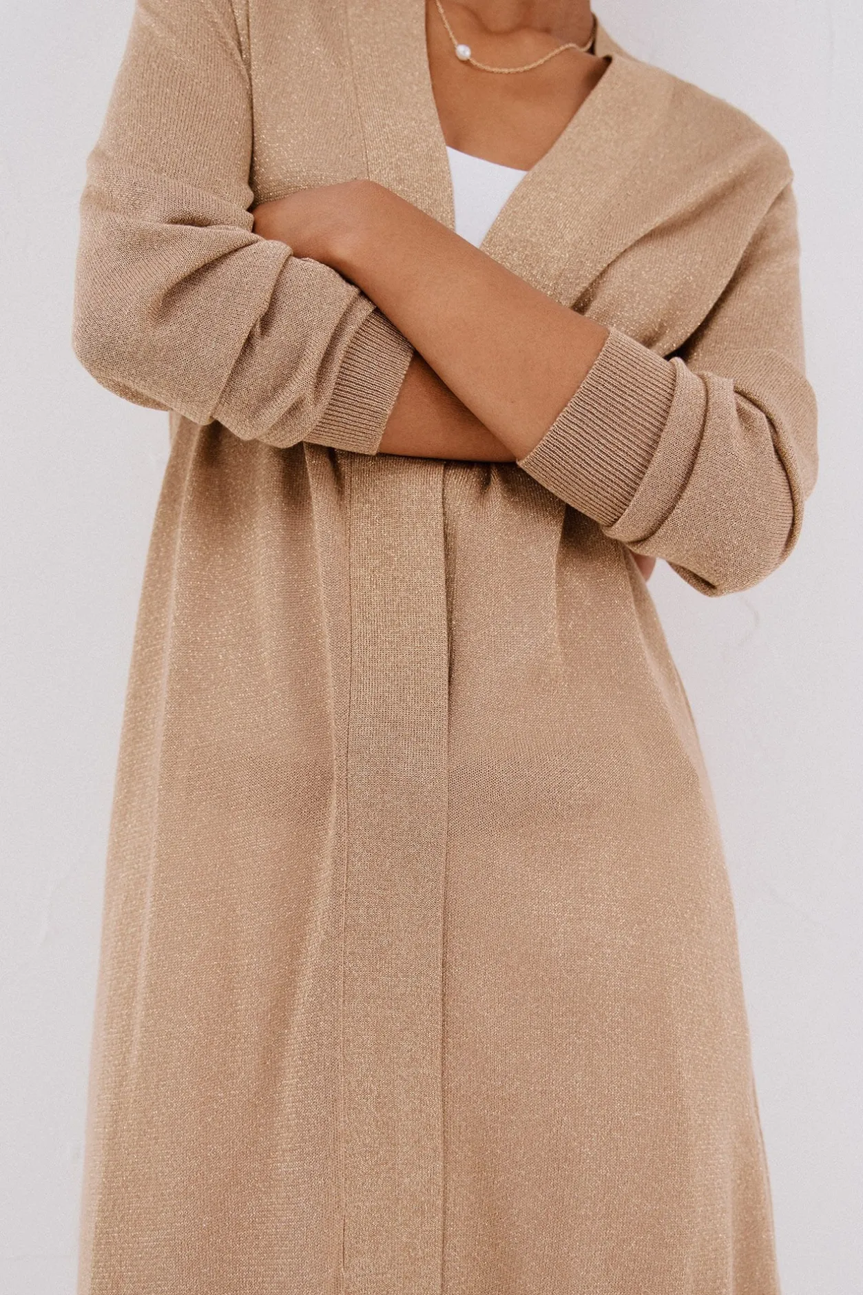 Cortefiel Chaqueta larga lurex Dorado Best