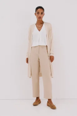 Cortefiel Chaqueta larga lurex Beige Online