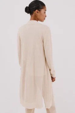 Cortefiel Chaqueta larga lurex Beige Online