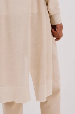 Cortefiel Chaqueta larga lurex Beige Online