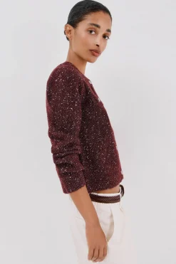 Cortefiel Chaqueta lúrex botones Vino Online