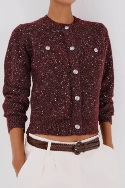 Cortefiel Chaqueta lúrex botones Vino Online