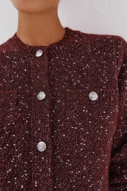 Cortefiel Chaqueta lúrex botones Vino Online