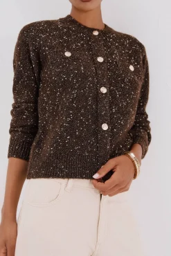 Cortefiel Chaqueta lúrex botones Marr&oacute;n oscuro Hot