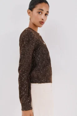 Cortefiel Chaqueta lúrex botones Marr&oacute;n oscuro Hot