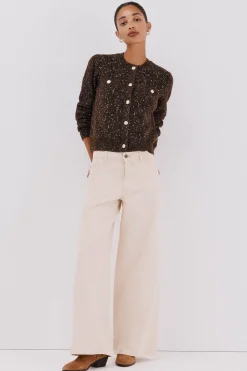 Cortefiel Chaqueta lúrex botones Marr&oacute;n oscuro Hot