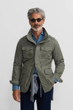 Silbon Chaqueta militar parches dye Verde