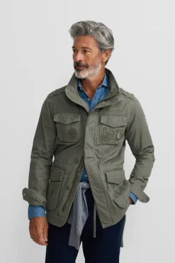 Silbon Chaqueta militar parches dye Verde