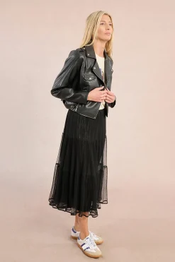 Molly Bracken Chaqueta motera en tejido efecto cuero Negro Hot