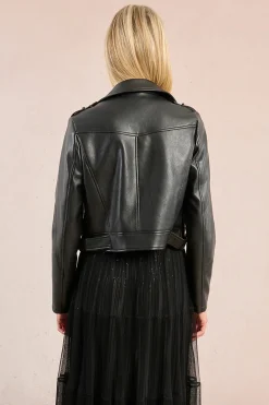 Molly Bracken Chaqueta motera en tejido efecto cuero Negro Hot