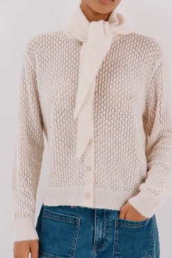 Cortefiel Chaqueta pañuelo punto Marfil Discount