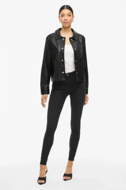 Vila Chaqueta polipiel abotonada Negro