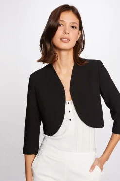 Morgan Chaqueta recta con manga 3/4 Negro Online