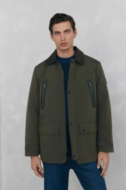Pedro del Hierro Chaqueta vistas cremallera repelente al agua Verde Outlet