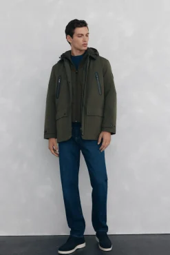 Pedro del Hierro Chaqueta vistas cremallera repelente al agua Verde Outlet