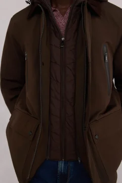 Pedro del Hierro Chaqueta vistas cremallera repelente al agua Marr&oacute;n Discount