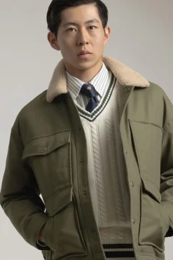 PuroEGO Chaqueta worker cuello borreguillo Verde Outlet