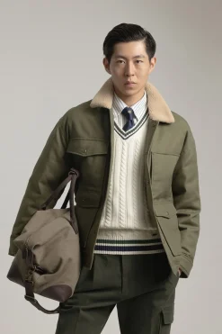 PuroEGO Chaqueta worker cuello borreguillo Verde Outlet