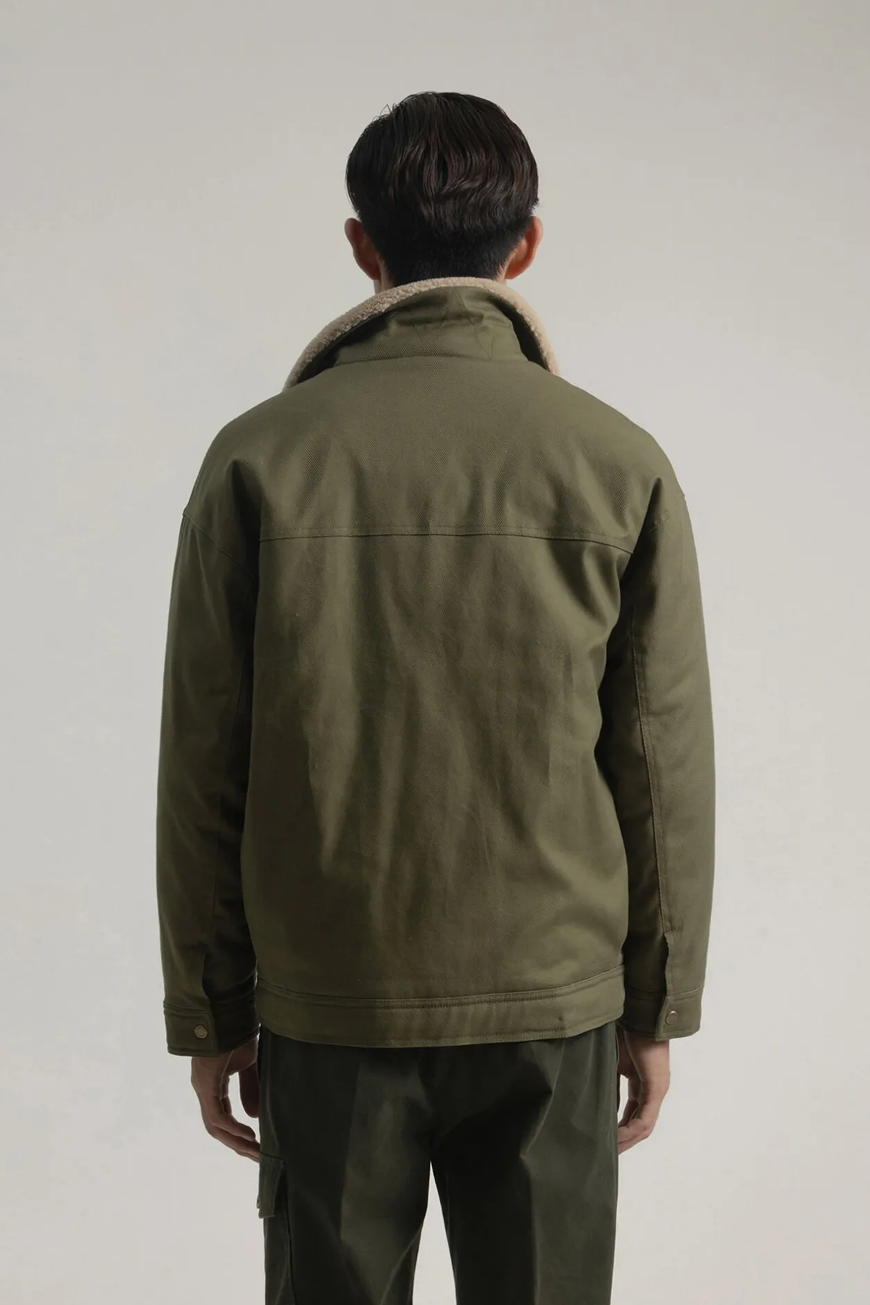 PuroEGO Chaqueta worker cuello borreguillo Verde Outlet