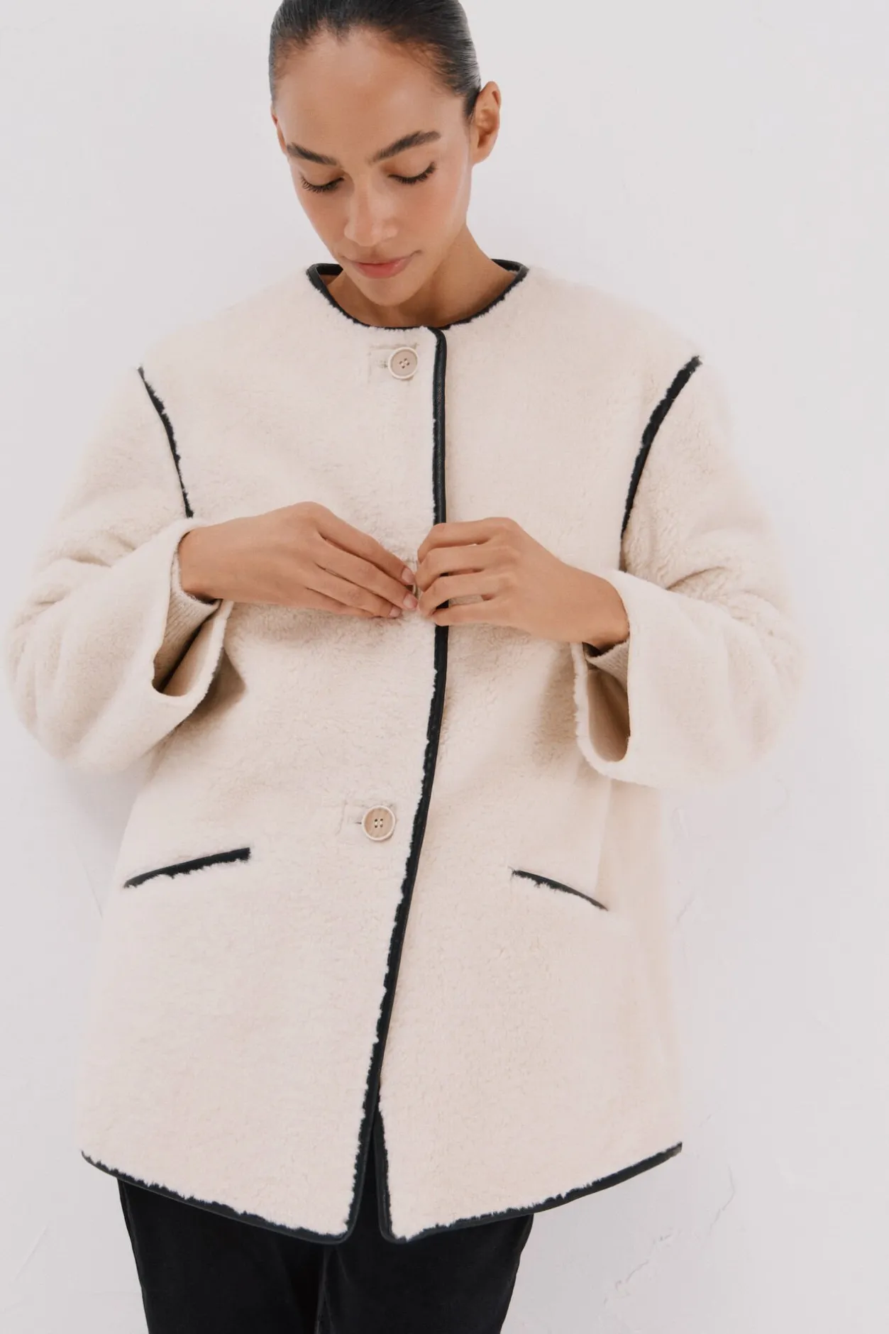 Cortefiel Chaquetón efecto doble faz vivos Marfil Best