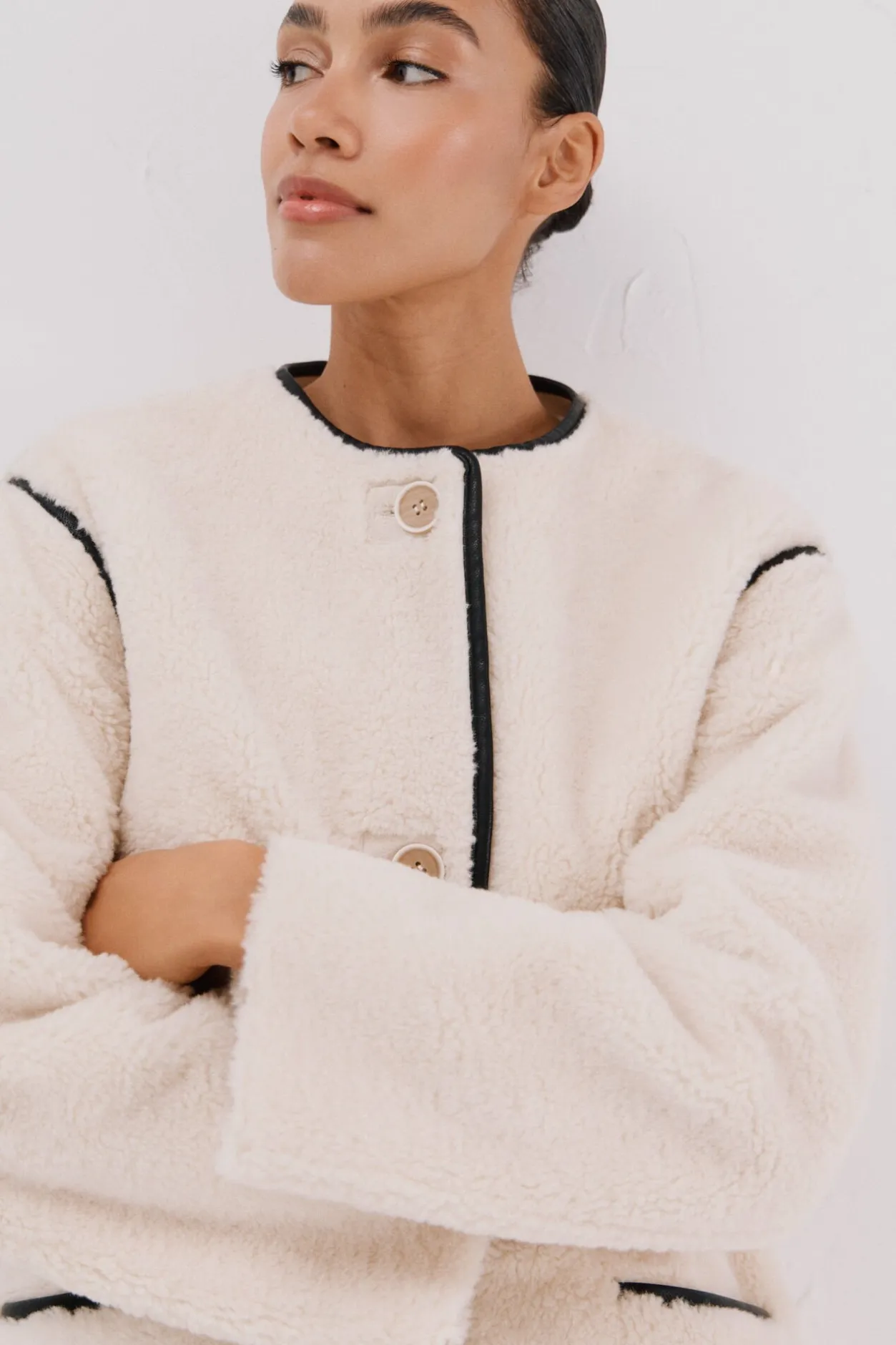 Cortefiel Chaquetón efecto doble faz vivos Marfil Best