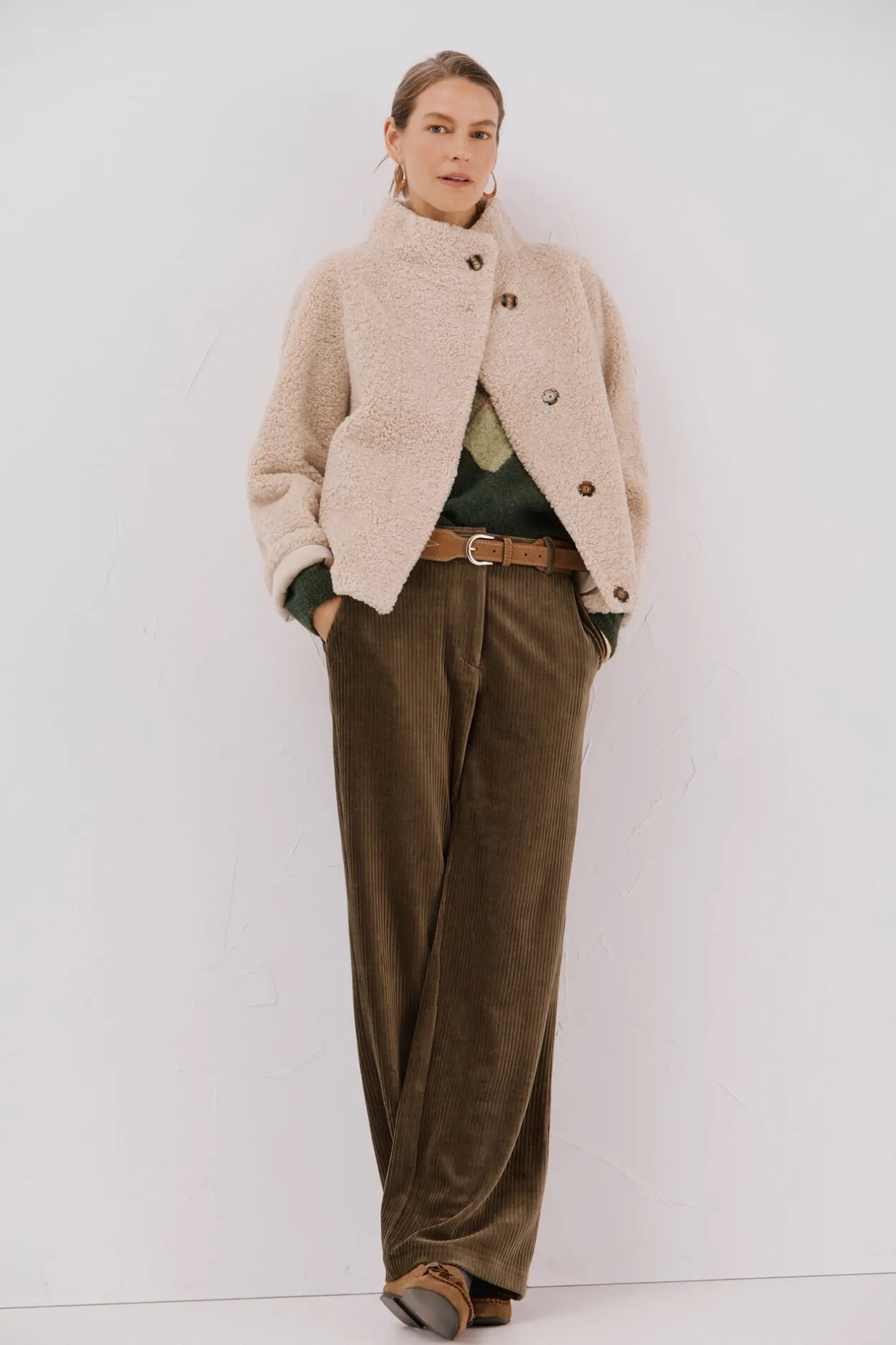 Cortefiel Chaquetón efecto pelo crudo Beige Sale