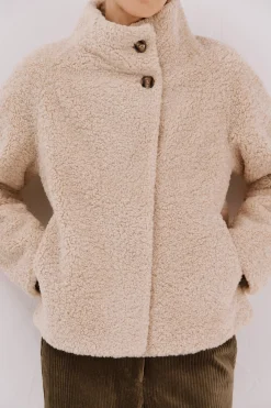 Cortefiel Chaquetón efecto pelo crudo Beige Sale