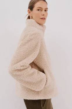 Cortefiel Chaquetón efecto pelo crudo Beige Sale