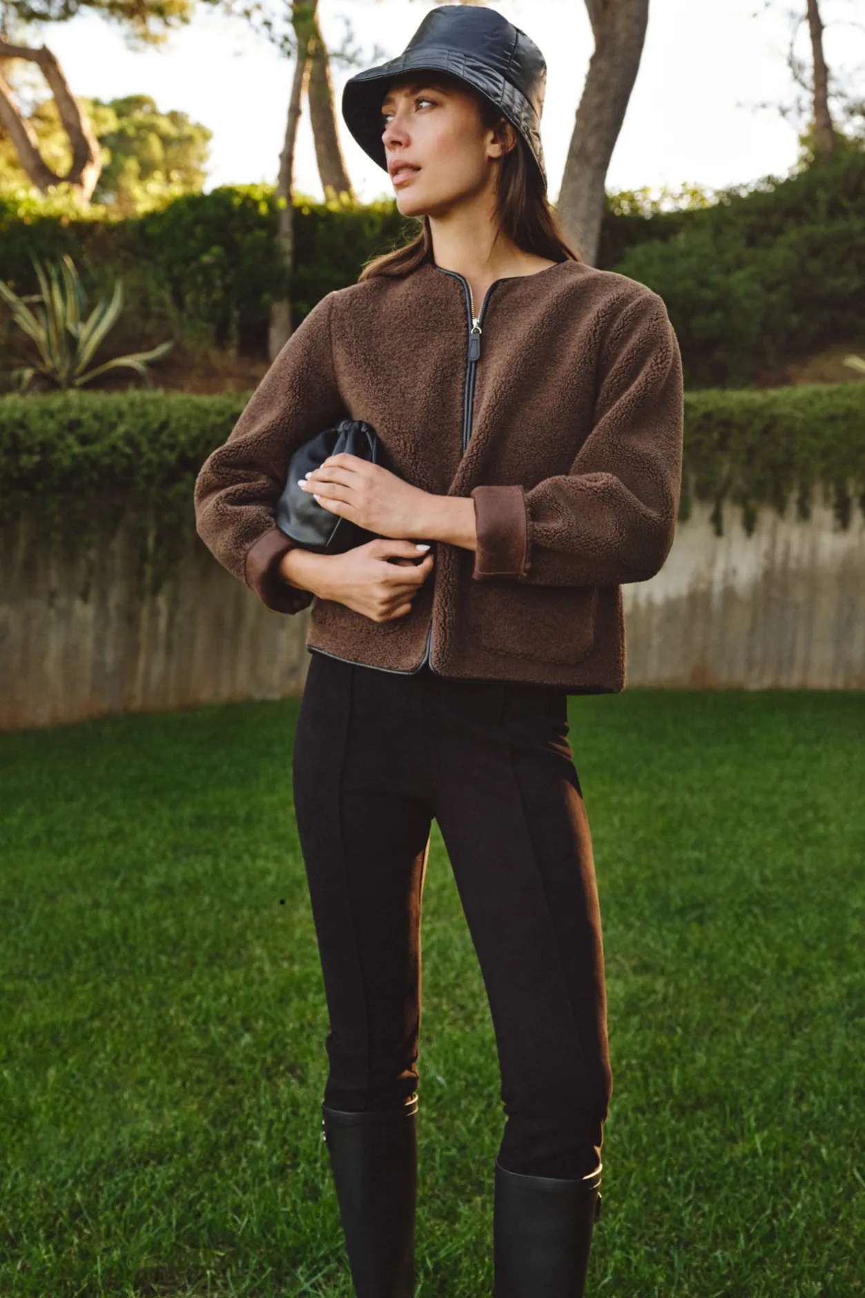 Cortefiel Chaquetón en efecto doble faz Marrón oscuro Sale