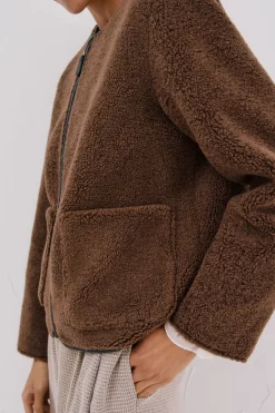 Cortefiel Chaquetón en efecto doble faz Marrón oscuro Sale