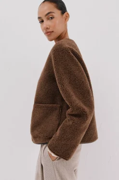 Cortefiel Chaquetón en efecto doble faz Marrón oscuro Sale