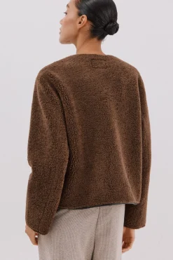 Cortefiel Chaquetón en efecto doble faz Marrón oscuro Sale