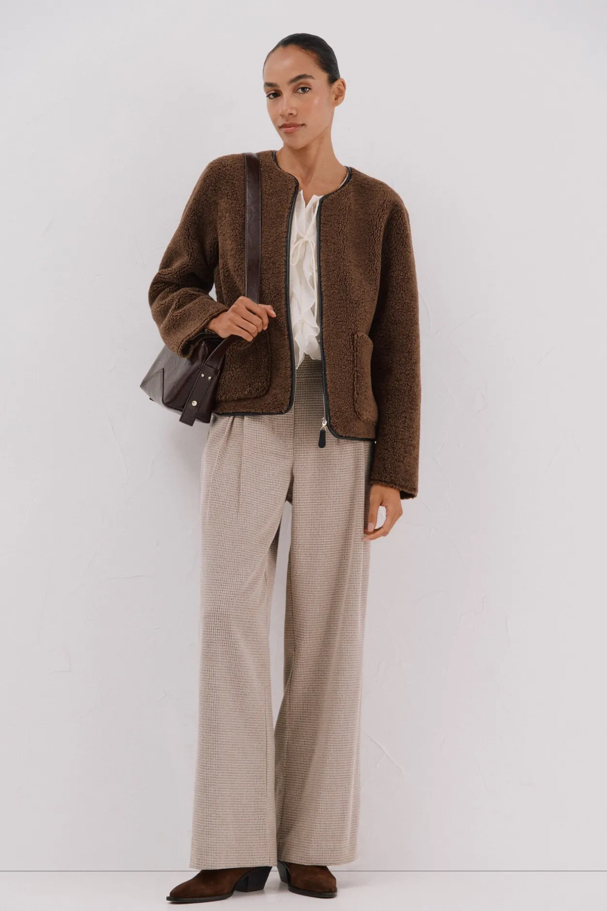 Cortefiel Chaquetón en efecto doble faz Marrón oscuro Sale