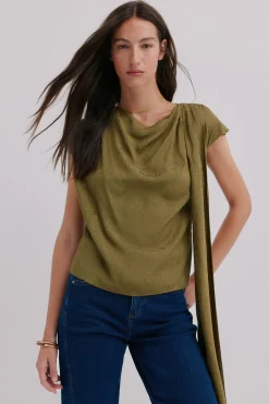 Hoss Intropia Charlotte. Top drapeado Kaki Discount