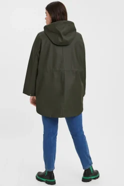 Vero Moda Curve Chubasquero con capucha Curve Verde oscuro Clearance
