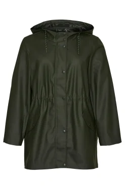 Vero Moda Curve Chubasquero con capucha Curve Verde oscuro Clearance