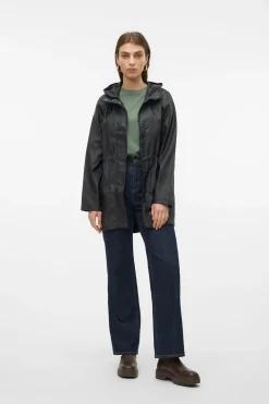Vero Moda Chubasquero manga larga con capucha Negro Clearance