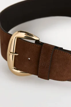 Pedro del Hierro Cinturón ancho piel hebilla ovalada Marr&oacute;n Sale