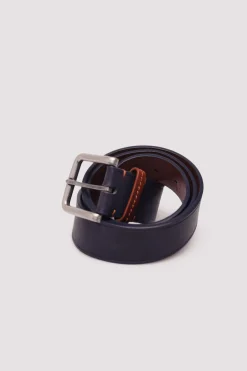 Springfield Cinturón efecto piel pespuntes azul Discount