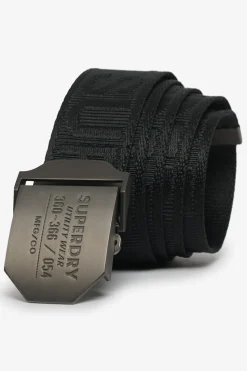 Superdry Cinturón hebilla metálica negro Outlet