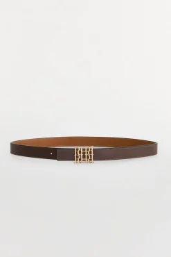 Pedro del Hierro Cinturón logo reversible Marr&oacute;n