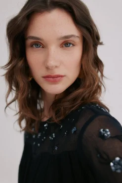 Hoss Intropia Claire. Blusa bordada Azul marino Sale